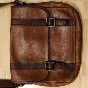 Fossil leather brown messenger bag
